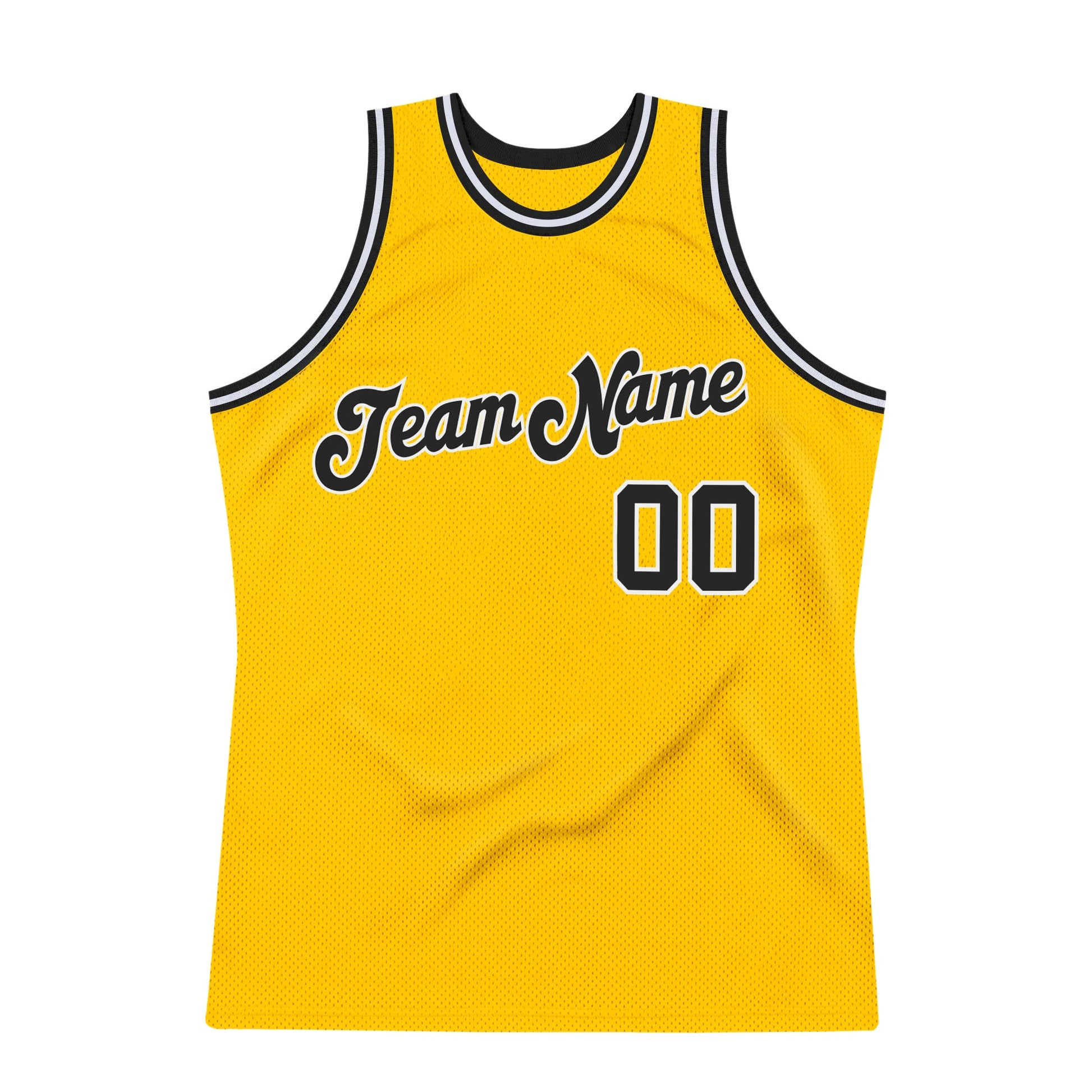Custom Gold Black-White Authentic Throwback Basketball Jersey - Sky-Custom