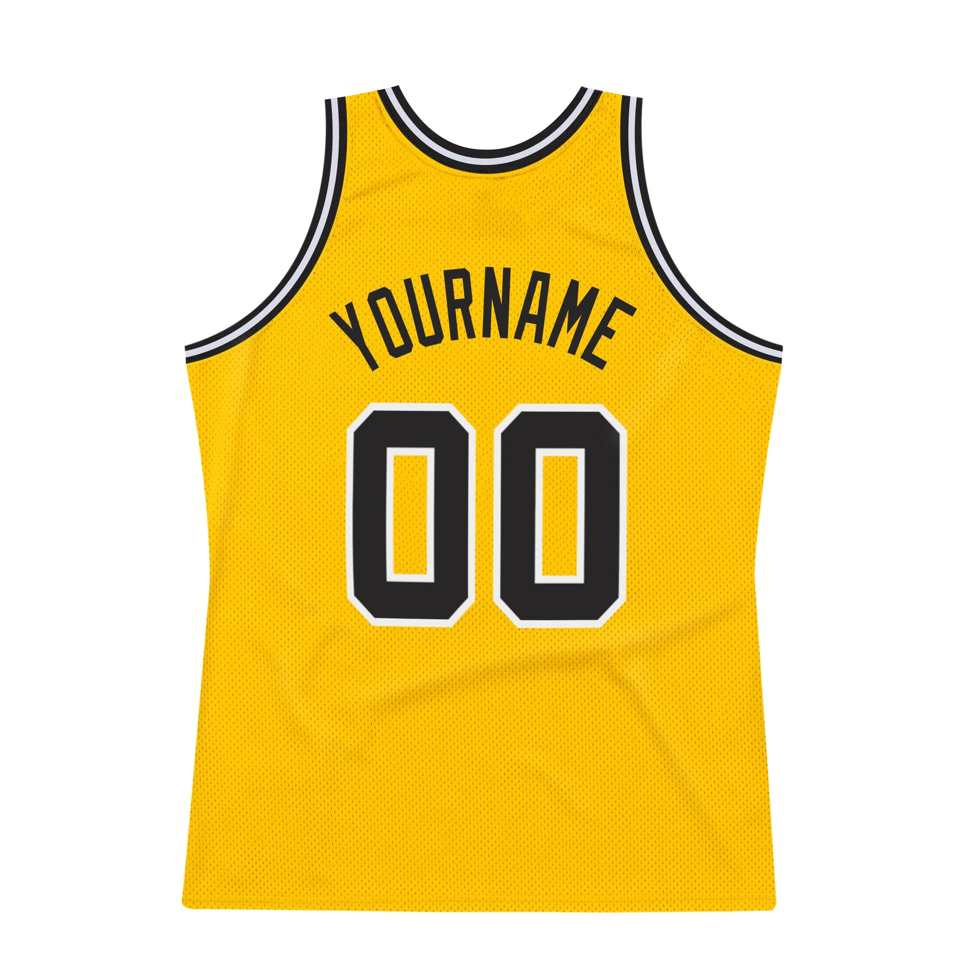 Custom Gold Black-White Authentic Throwback Basketball Jersey - Sky-Custom