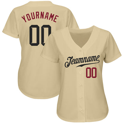 Custom Sand Black-Crimson Authentic Baseball Jersey - Sky-Custom