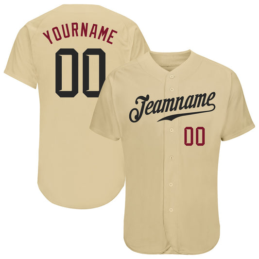 Custom Sand Black-Crimson Authentic Baseball Jersey - Sky-Custom