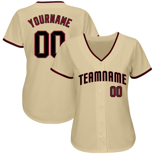 Custom Sand Crimson-Black Authentic Baseball Jersey - Sky-Custom