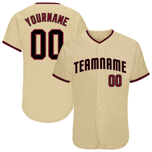 Custom Sand Crimson-Black Authentic Baseball Jersey - Sky-Custom