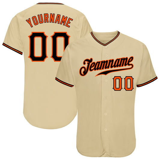 Custom Sand Black-Orange Authentic Baseball Jersey - Sky-Custom