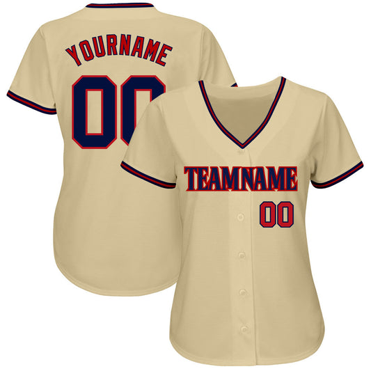 Custom Sand Navy-Red Authentic Baseball Jersey - Sky-Custom