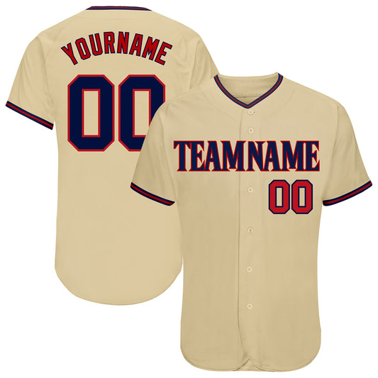 Custom Sand Navy-Red Authentic Baseball Jersey - Sky-Custom