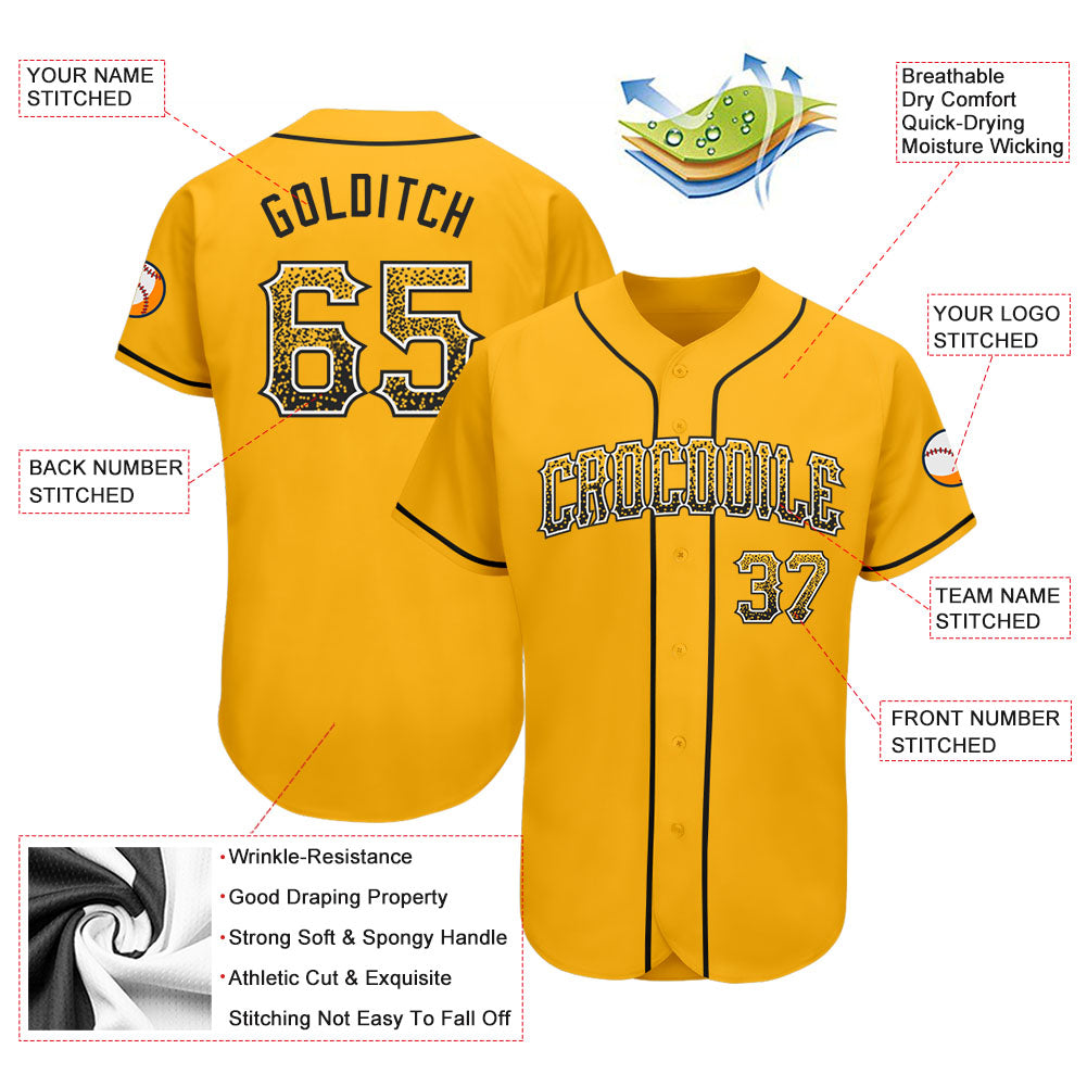 Custom Gold Black-White Authentic Drift Fashion Baseball Jersey - Sky-Custom