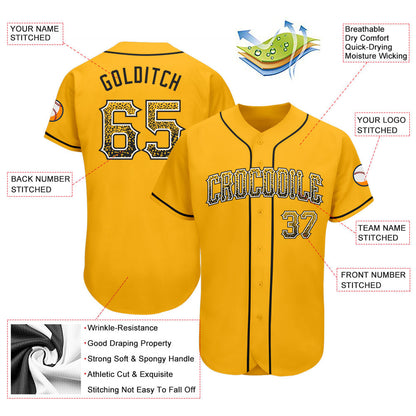 Custom Gold Black-White Authentic Drift Fashion Baseball Jersey - Sky-Custom