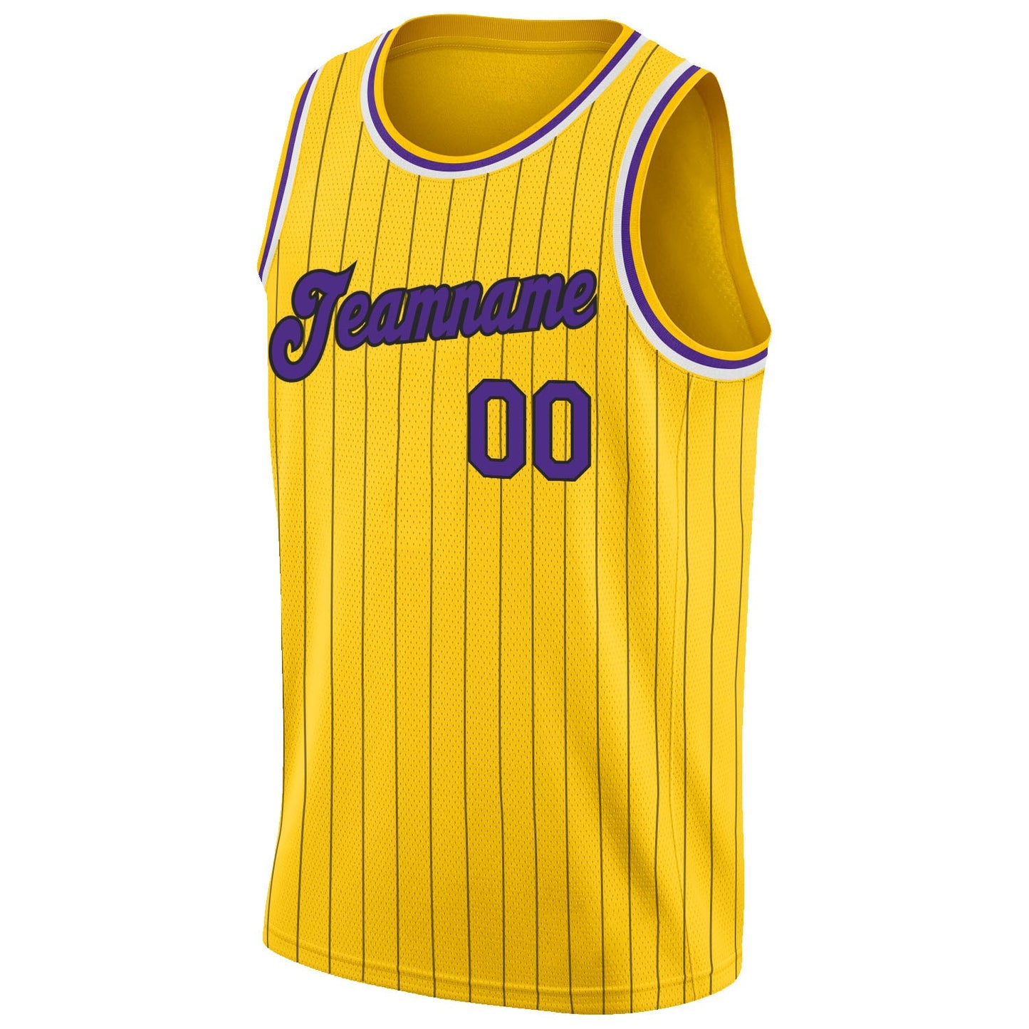 Custom Gold Black Pinstripe Purple-White Authentic Basketball Jersey - Sky-Custom
