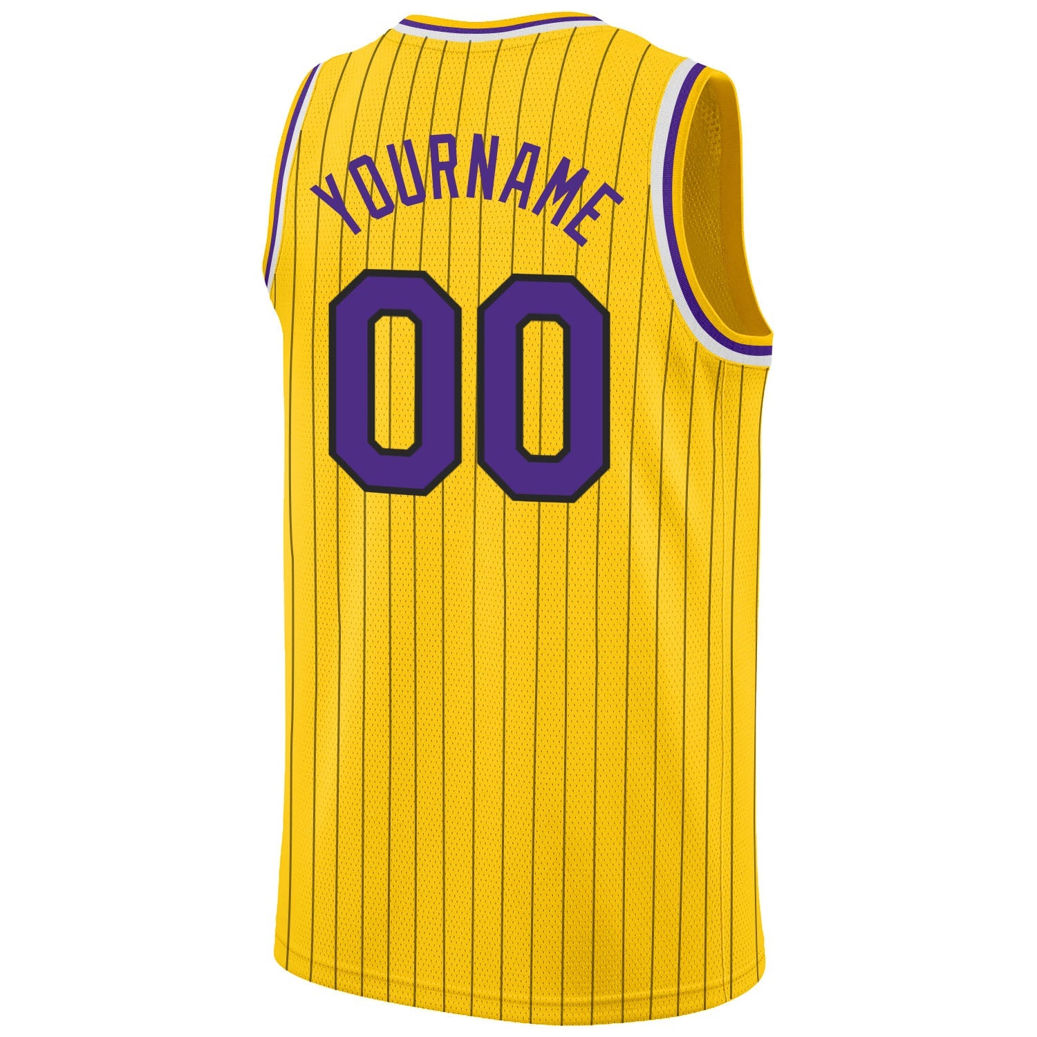 Custom Gold Black Pinstripe Purple-White Authentic Basketball Jersey - Sky-Custom