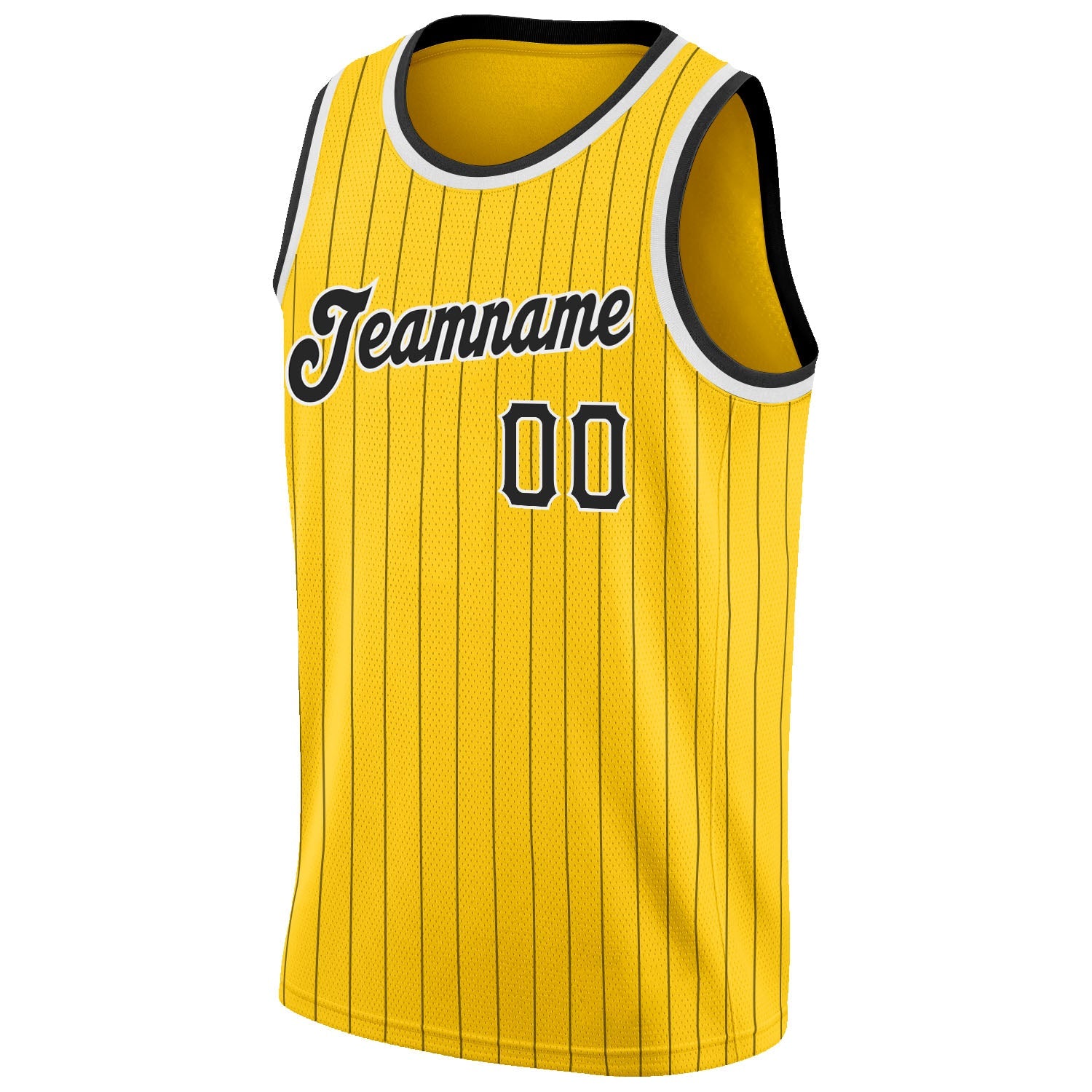 Custom Gold Black Pinstripe Black-White Authentic Basketball Jersey - Sky-Custom