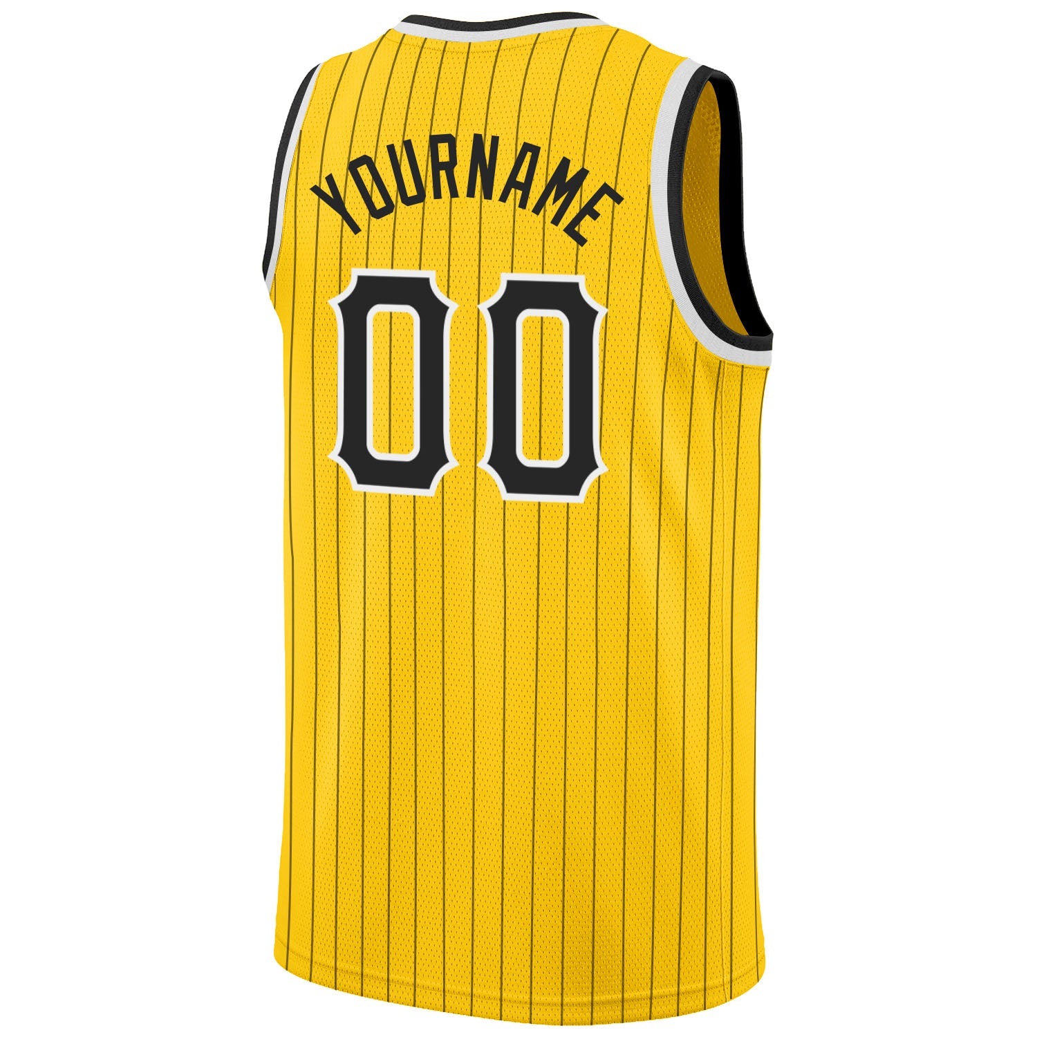 Custom Gold Black Pinstripe Black-White Authentic Basketball Jersey - Sky-Custom