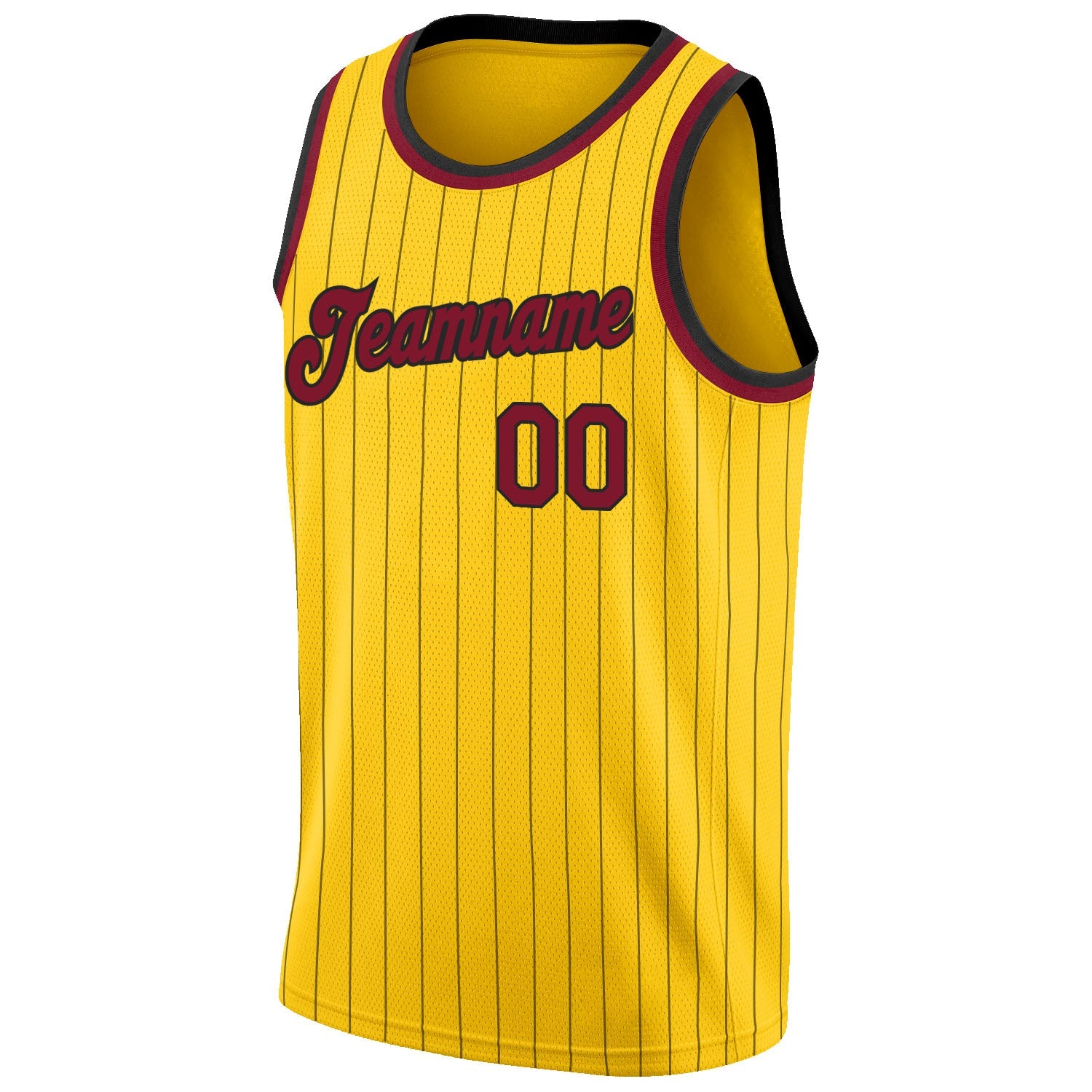 Custom Gold Black Pinstripe Maroon-Black Authentic Basketball Jersey - Sky-Custom