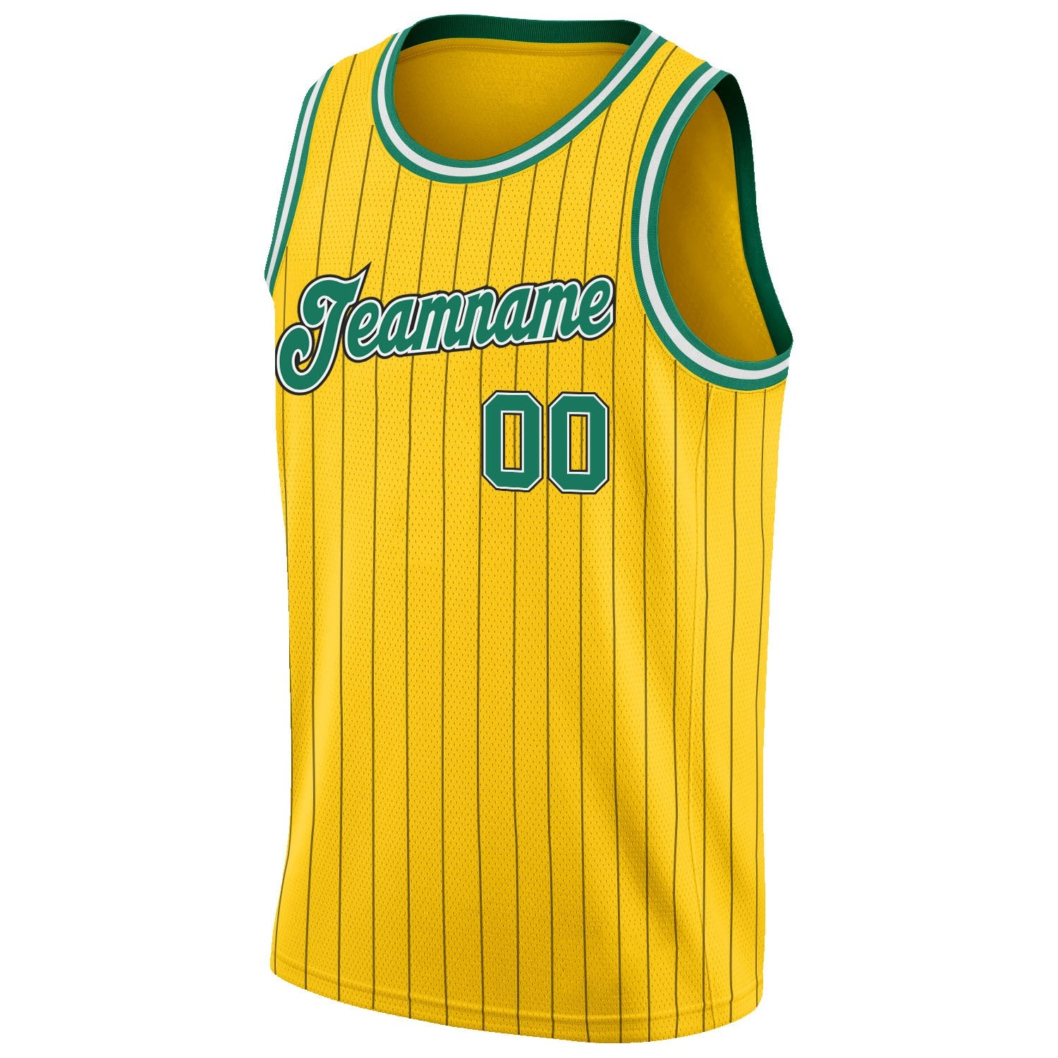 Custom Gold Black Pinstripe Kelly Green-White Authentic Basketball Jersey - Sky-Custom