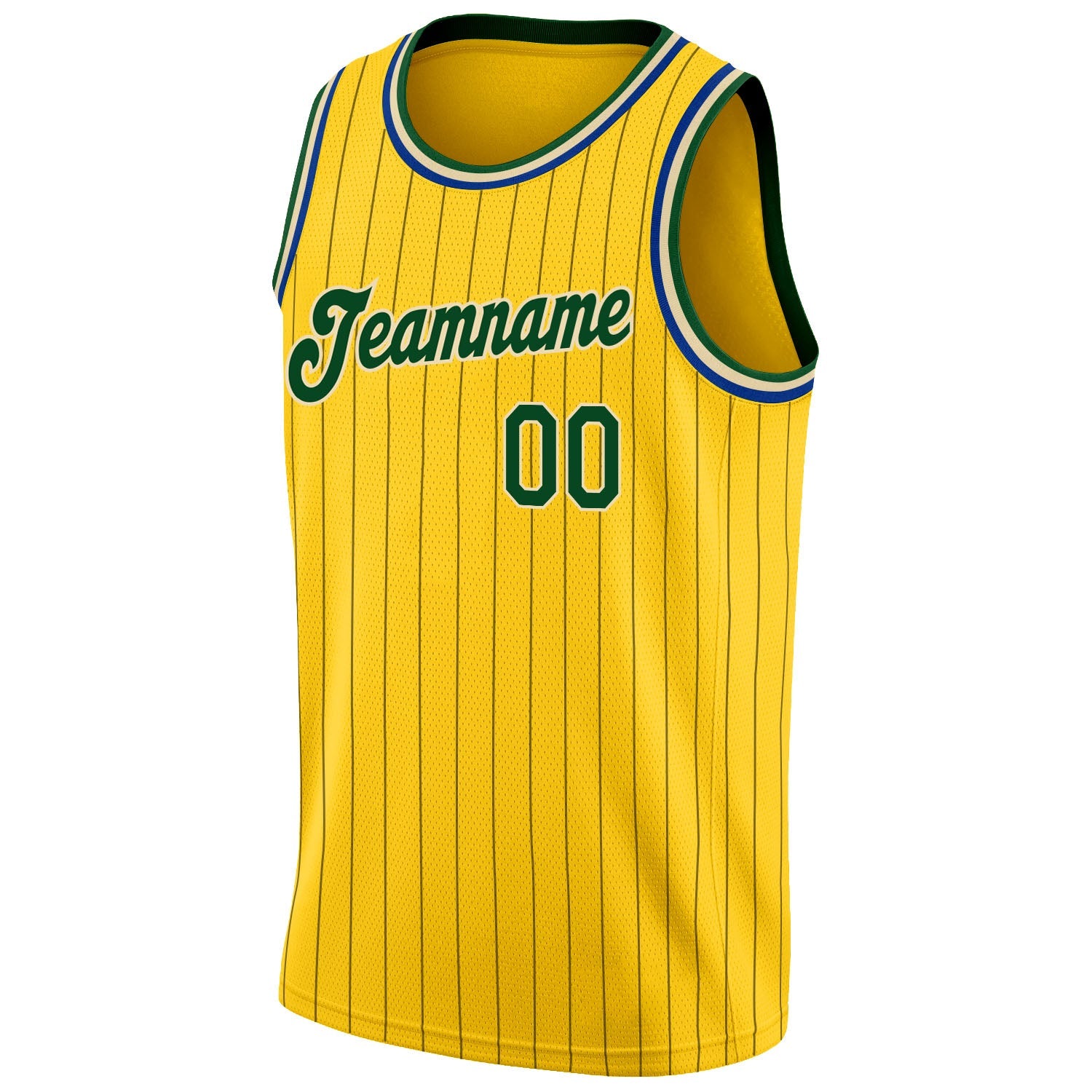 Custom Gold Black Pinstripe Green-Cream Authentic Basketball Jersey - Sky-Custom