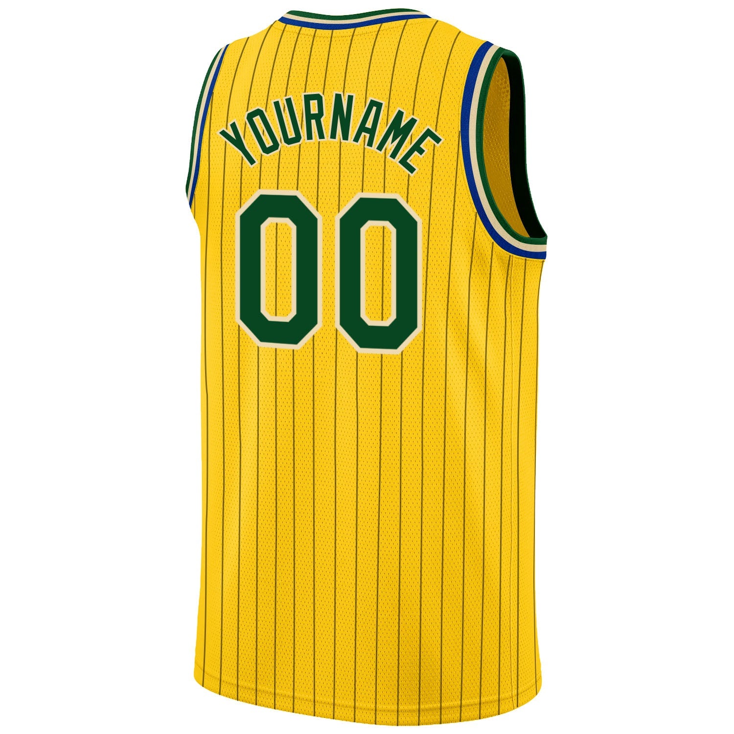 Custom Gold Black Pinstripe Green-Cream Authentic Basketball Jersey - Sky-Custom