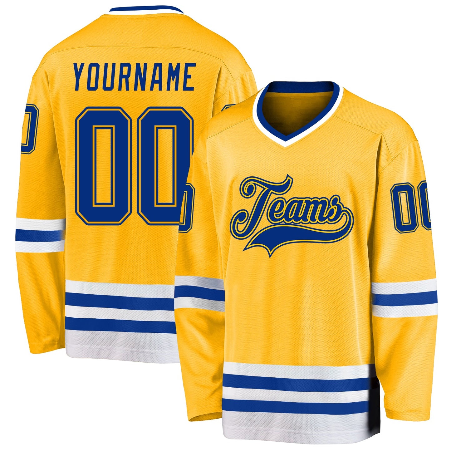 Custom Gold Royal-White Hockey Jersey - Sky-Custom