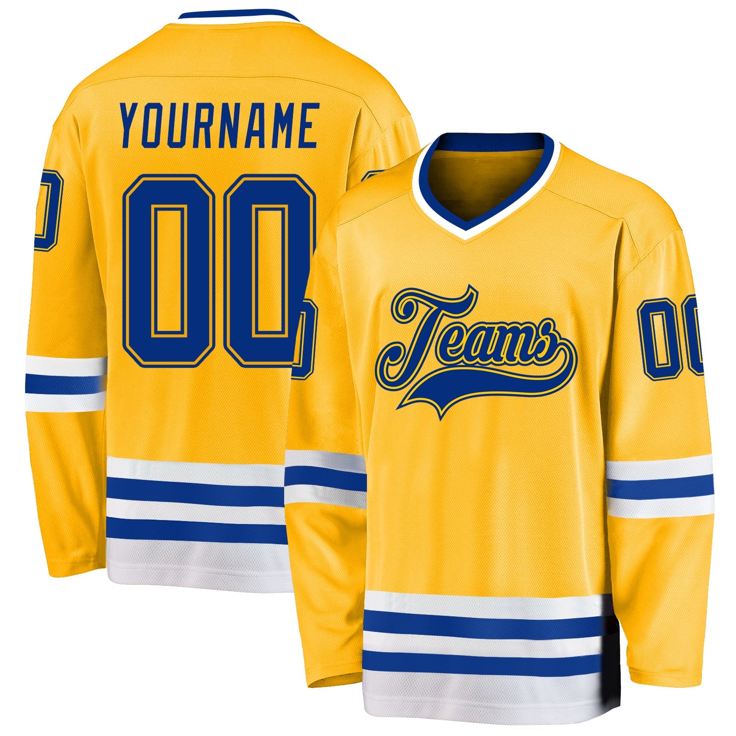 Custom Gold Royal-White Hockey Jersey - Sky-Custom