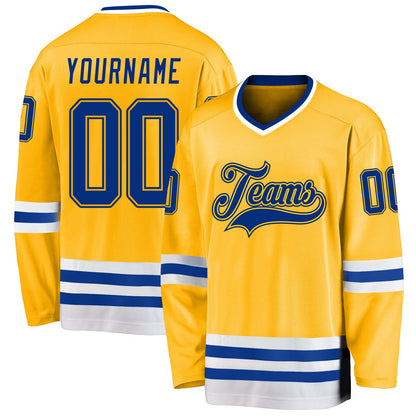 Custom Gold Royal-White Hockey Jersey - Sky-Custom