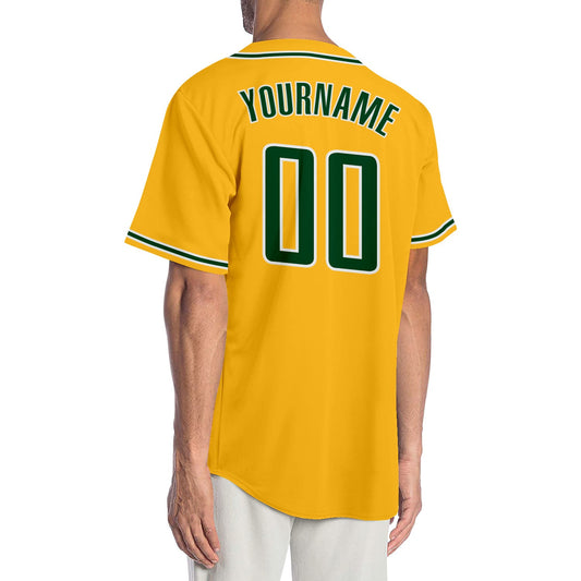 Custom Gold Green-White Authentic Baseball Jersey - Sky-Custom