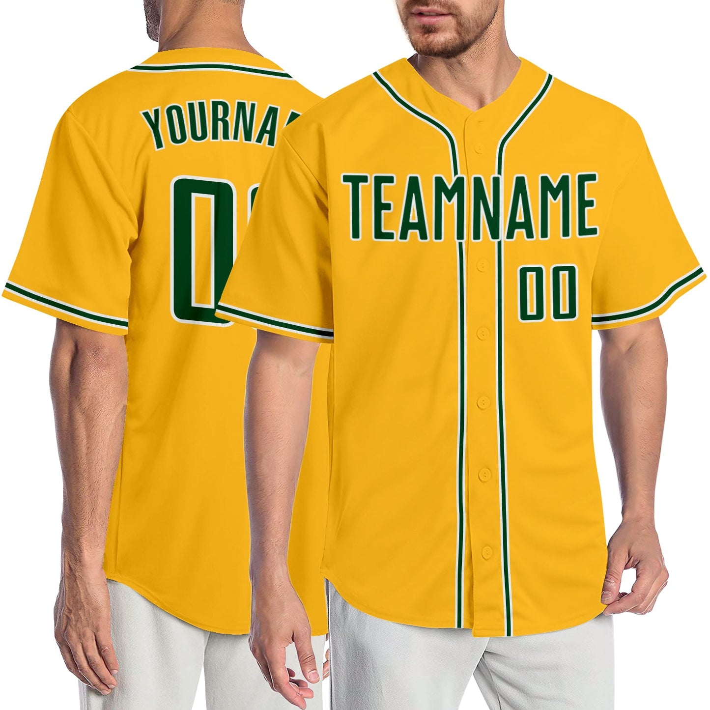 Custom Gold Green-White Authentic Baseball Jersey - Sky-Custom
