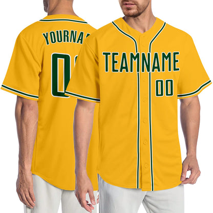 Custom Gold Green-White Authentic Baseball Jersey - Sky-Custom