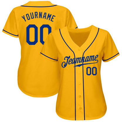 Custom Gold Royal Authentic Baseball Jersey - Sky-Custom