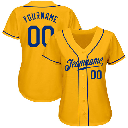 Custom Gold Royal Authentic Baseball Jersey - Sky-Custom