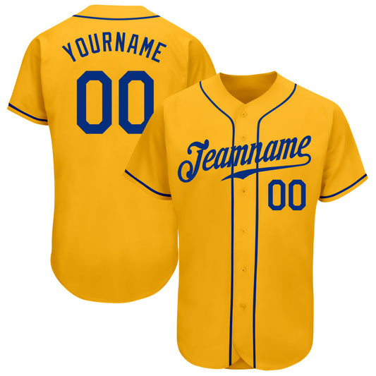 Custom Gold Royal Authentic Baseball Jersey - Sky-Custom
