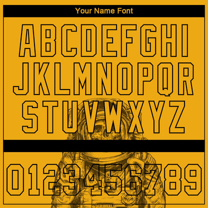 Custom Gold Gold-Black 3D Pattern Design Astronaut Authentic Baseball Jersey - Sky-Custom