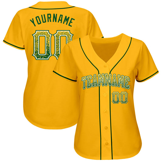 Custom Gold Green-White Authentic Drift Fashion Baseball Jersey - Sky-Custom