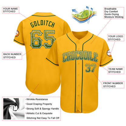 Custom Gold Green-White Authentic Drift Fashion Baseball Jersey - Sky-Custom