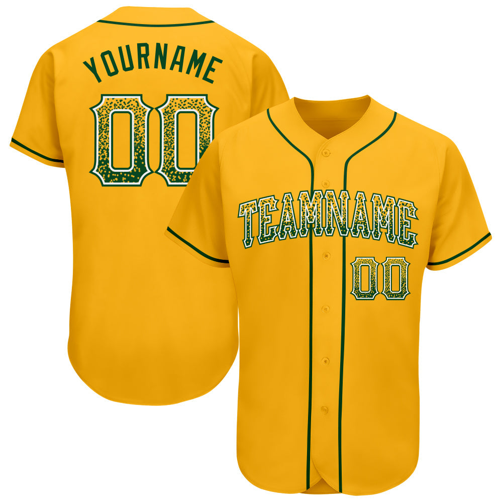Custom Gold Green-White Authentic Drift Fashion Baseball Jersey - Sky-Custom