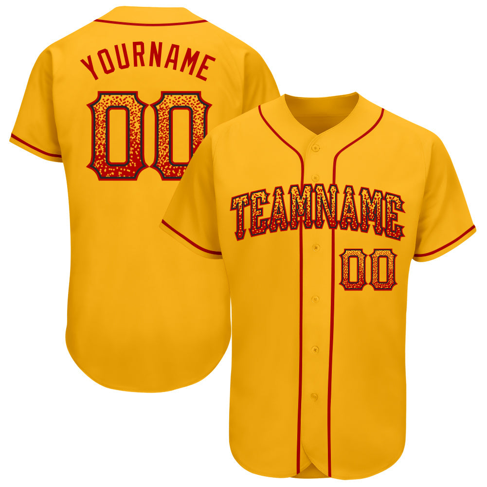 Custom Gold Red-Black Authentic Drift Fashion Baseball Jersey - Sky-Custom