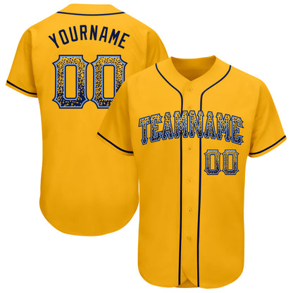 Custom Gold Navy-Light Blue Authentic Drift Fashion Baseball Jersey - Sky-Custom