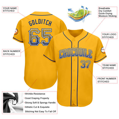 Custom Gold Royal-White Authentic Drift Fashion Baseball Jersey - Sky-Custom
