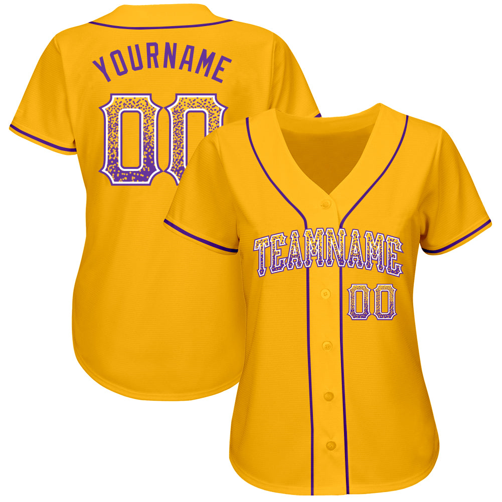 Custom Gold Purple-White Authentic Drift Fashion Baseball Jersey - Sky-Custom