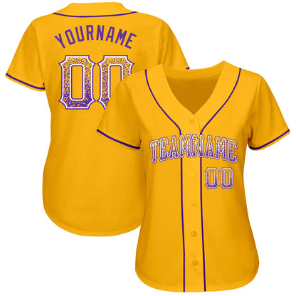 Custom Gold Purple-White Authentic Drift Fashion Baseball Jersey - Sky-Custom