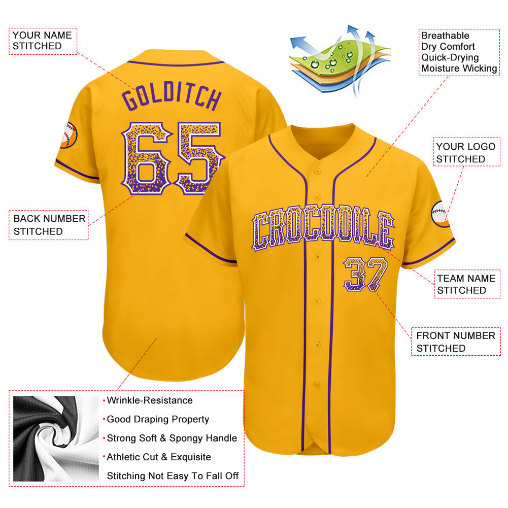 Custom Gold Purple-White Authentic Drift Fashion Baseball Jersey - Sky-Custom
