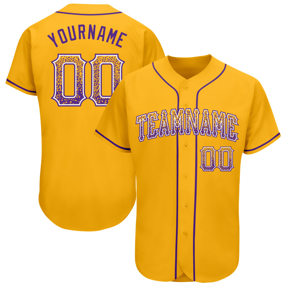Custom Gold Purple-White Authentic Drift Fashion Baseball Jersey - Sky-Custom