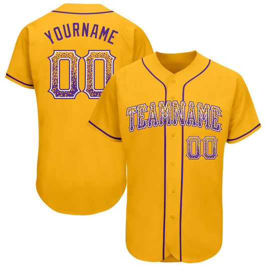 Custom Gold Purple-White Authentic Drift Fashion Baseball Jersey - Sky-Custom