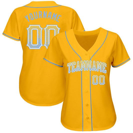 Custom Gold Light Blue-White Authentic Drift Fashion Baseball Jersey - Sky-Custom