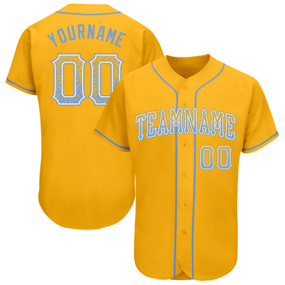 Custom Gold Light Blue-White Authentic Drift Fashion Baseball Jersey - Sky-Custom