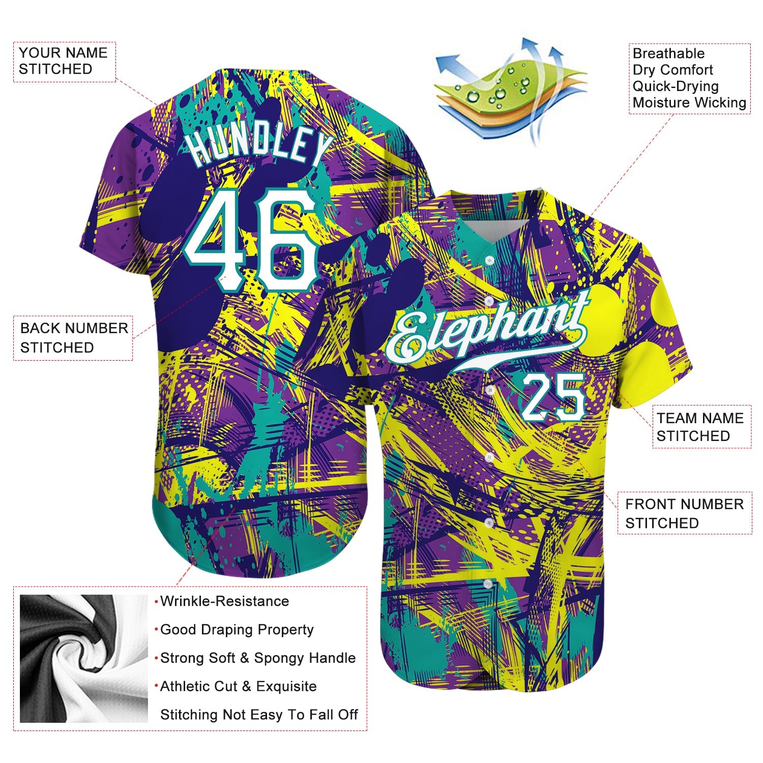 Custom Graffiti Abstract Urban Pattern White-Teal 3D Authentic Baseball Jersey - Sky-Custom