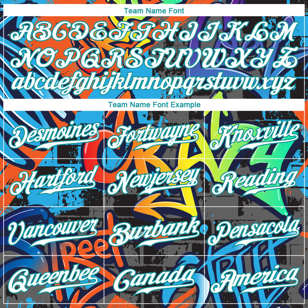 Custom Graffiti Geometric Pattern White-Teal 3D Authentic Baseball Jersey - Sky-Custom
