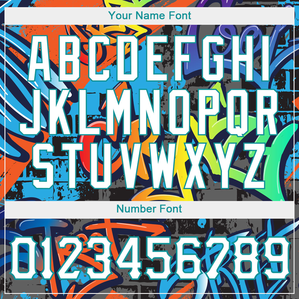 Custom Graffiti Geometric Pattern White-Teal 3D Authentic Baseball Jersey - Sky-Custom
