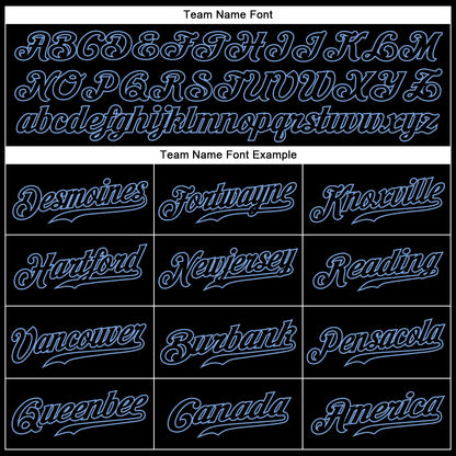 Custom Graffiti Pattern Black-Light Blue 3D Authentic Baseball Jersey - Sky-Custom