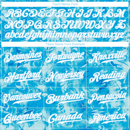 Custom Scratch Graffiti Pattern White-Light Blue 3D Authentic Baseball Jersey - Sky-Custom