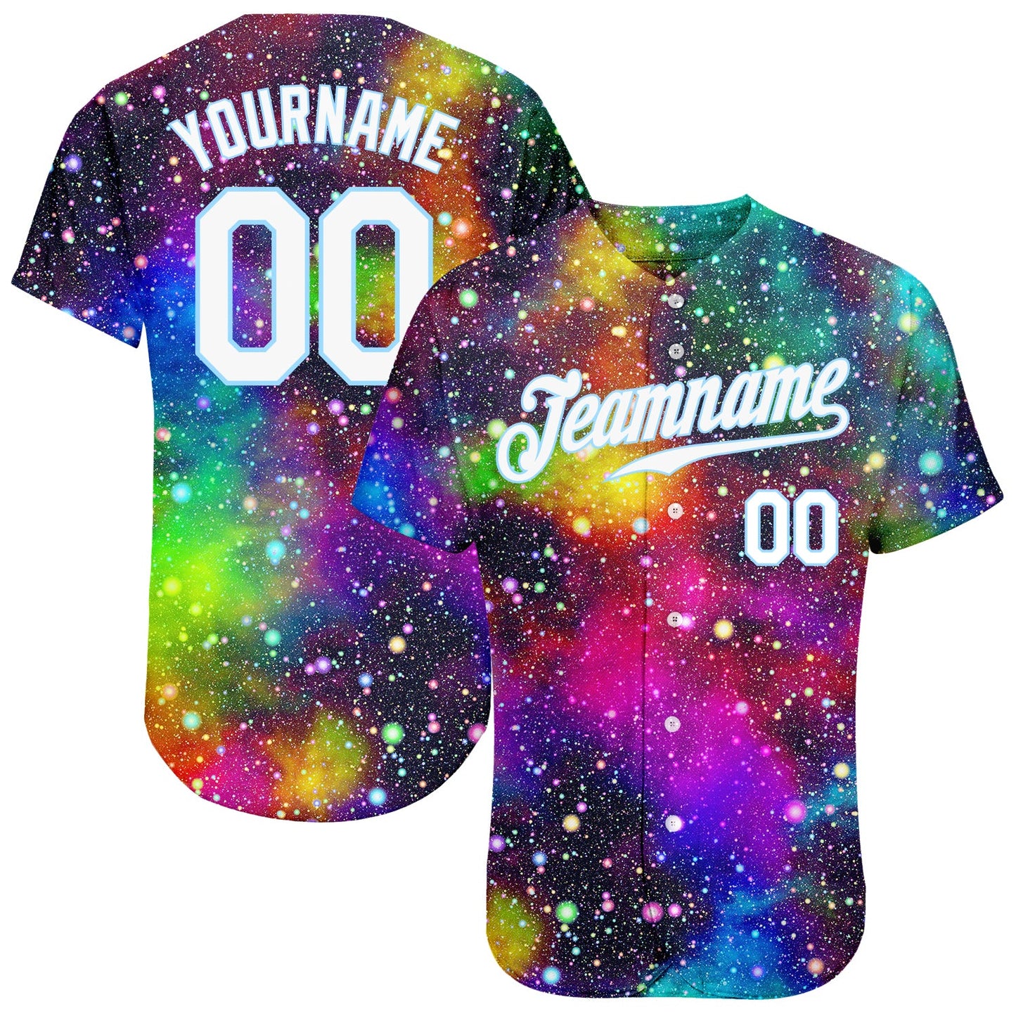 Custom Galactic White-Light Blue 3D Authentic Baseball Jersey - Sky-Custom