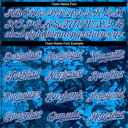 Custom Graffiti Pattern Royal-White 3D Authentic Baseball Jersey - Sky-Custom