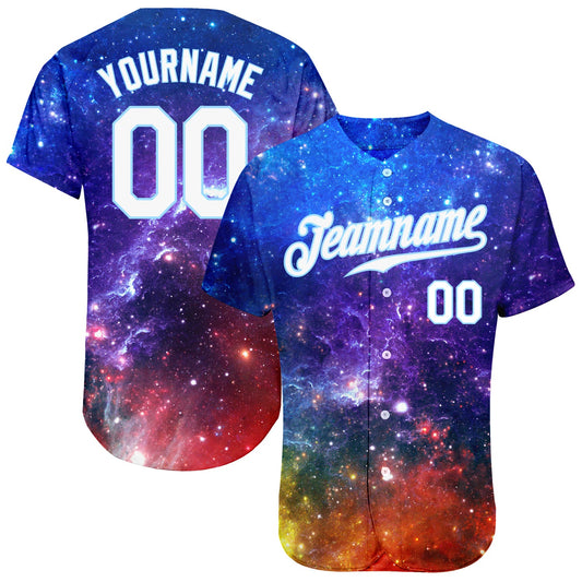 Custom Galactic White-Light Blue 3D Authentic Baseball Jersey - Sky-Custom